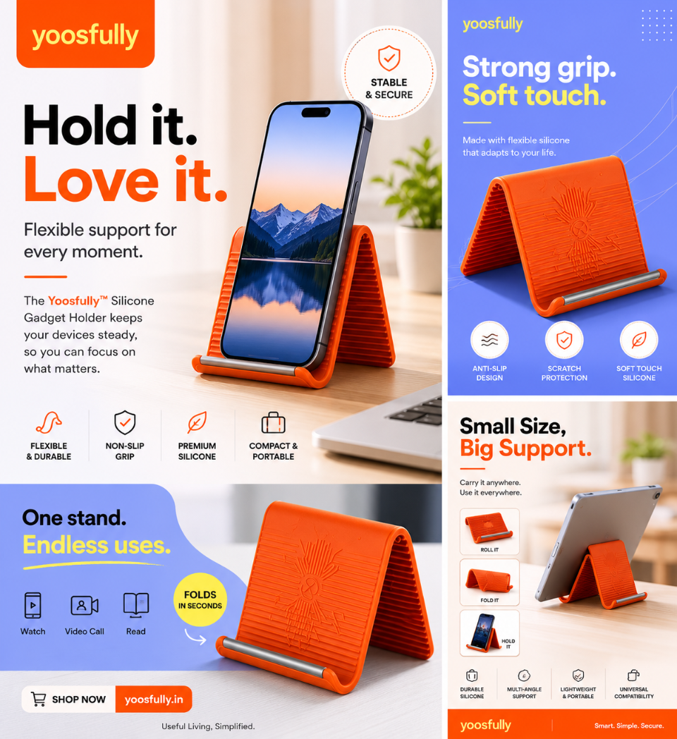 Flexible silicone gadget holder